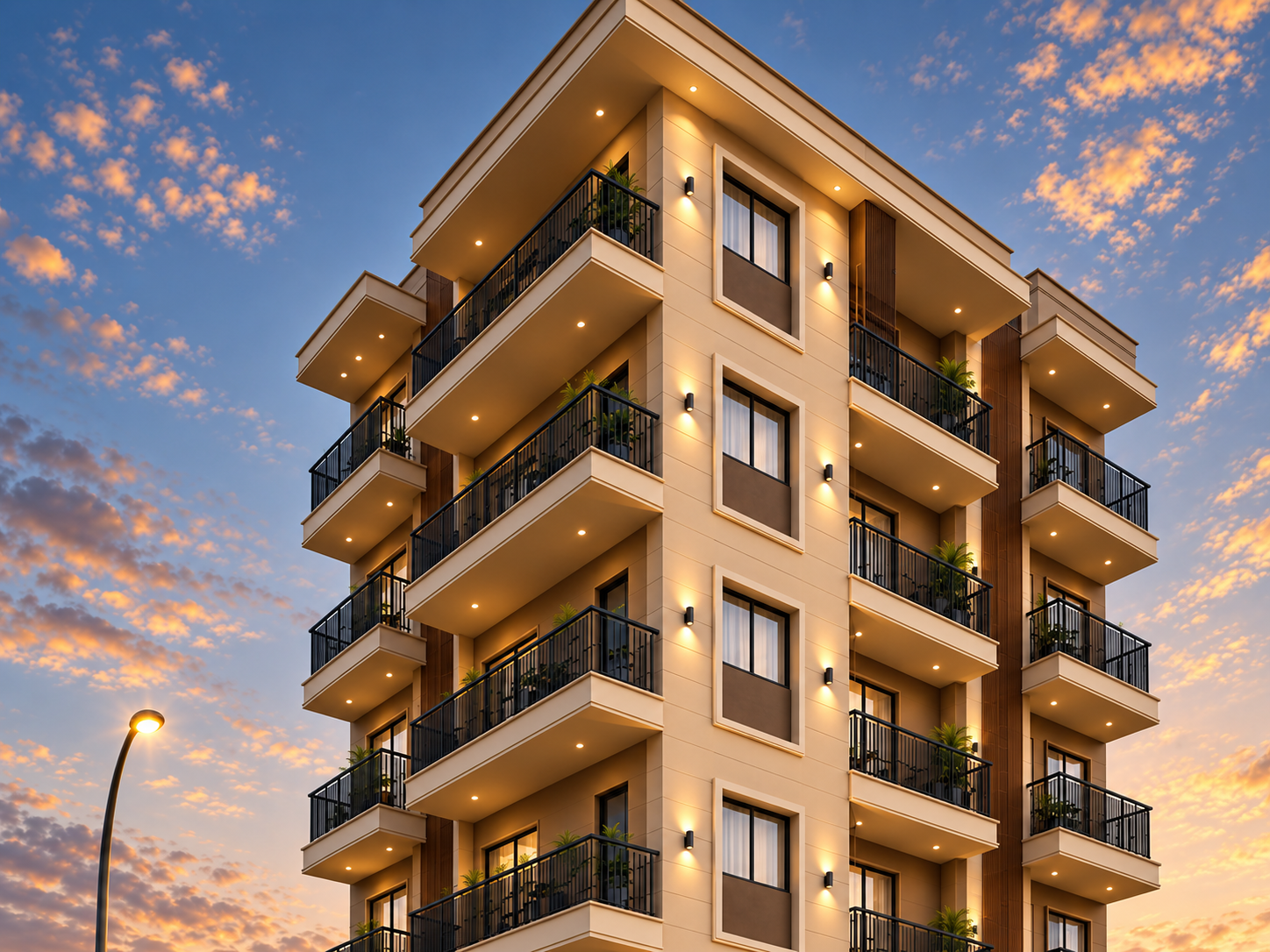 Katariya Urban Leaf at sunset — premium 4 BHK apartment tower, Hirawadi, Panchvati, Nashik